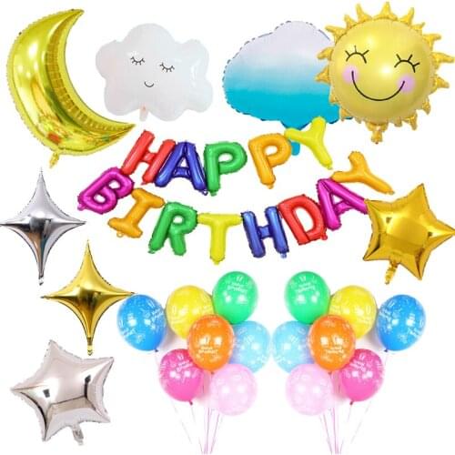 23pcs/Set Moon and Sun Theme Birthday Party Decor Colorful Balloons Sunshine Star Cloud Kid Toy Baby Shower Sky Childlike Ballon