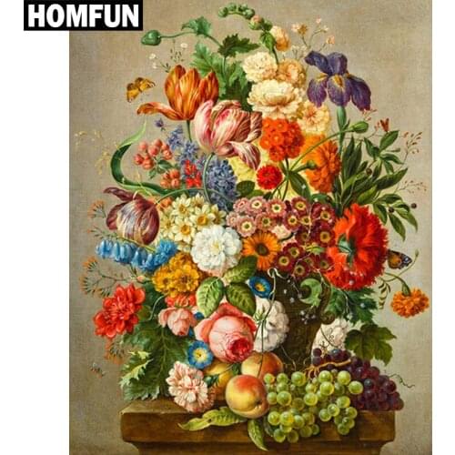 HOMFUN Full Square/Round Drill 5D DIY Diamond Painting "Colored flowers" Embroidery Cross Stitch 5D Home Decor Gift A06078