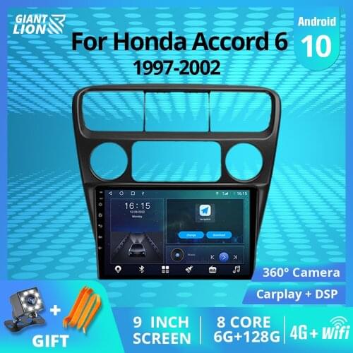 2DIN Android10.0 Car Radio For Honda Accord 6 1997-2002 GPS Navigation Stereo Receiver Auto Radio Bluetooth Player Car Video IGO