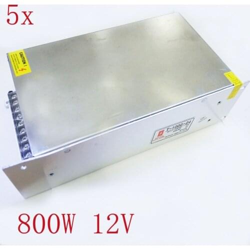 FREE DHL/CDEK,5pcs/lot 800W DC12V 66.6A LED Switch Power Supply transformer,Input AC 100V~240V ,Output DC12V,2 years warranty