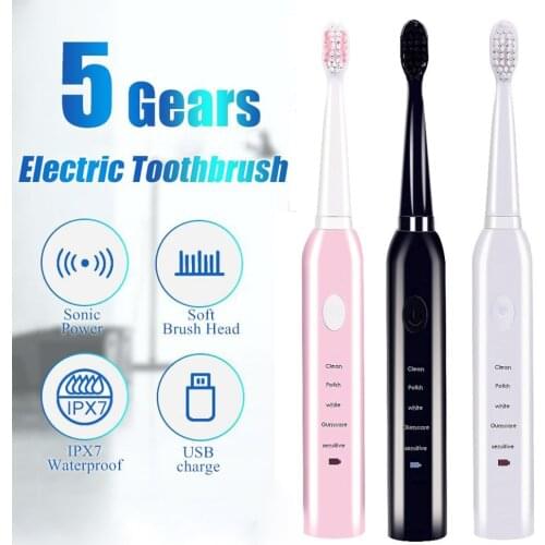 Camfutr I11 Ultrasonic Sonic Electric Toothbrush USB Charge Rechargeable Tooth Brushes Washable Electronic Whitening Teeth Brush