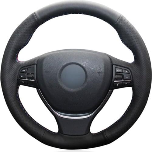 Black Artificial Leather Hand-stitched No-slip Car Steering Wheel Cover for BMW F10 F11 (Touring) F07 (GT) F12 F13 F06 F01 F02