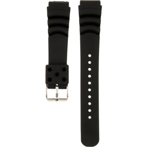 Black Perforated Silicone Rubber Watch Strap Band Waterproof Resin 20-24mm