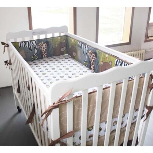 5pcs Embroidery Baby Crib Bumpers Baby Bedding Set Cotton Baby Cot Bumpers Bed Sheet Baby Bumpers ,include (4bumper+bed cover)