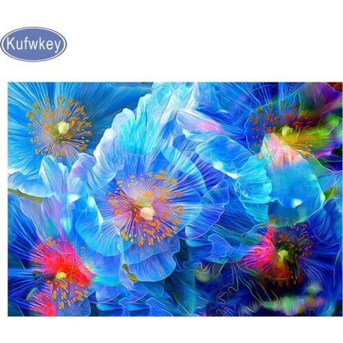 Blue fantasy flower Handmade Diamond Embroidery Crystal Rhinestones 5D Cross Stitch DIY Diamond Painting sale,Creative Gifts