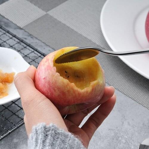 Stainless Steel Grapefruit Scraper Spoon Serrated Sawtooth Edges Long Handle Kitchen E7
