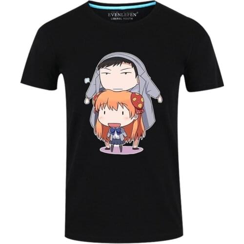 High-Q Anime Monthly Girls' Nozaki-kun Cotton T-Shirt Tee O-Neck Casual Nozaki Umetarou Sakura Chiyo Black T-Shirt Tee Tshirt