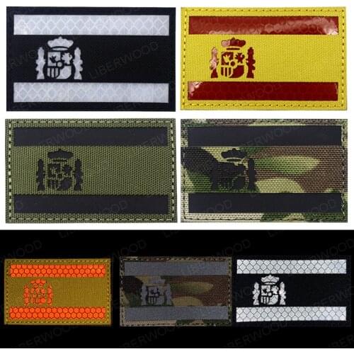 Spain Flag Infrared Reflective IR Patch Badge Spanish Emblem CP Camo military armband Applique for Tactical vest backpack helmet