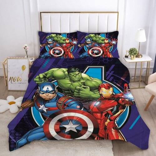 Disney Marvel Hulk three-piece quilt cover digital printing 3D printing, Iron Man Hulk three-piece quilt cover size see options