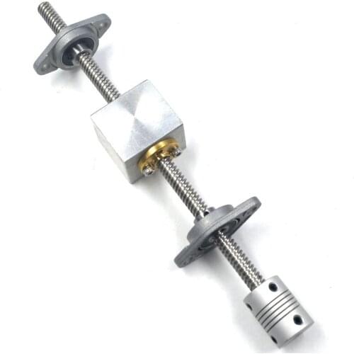 T8 Lead Screw Kit for 3D Printer Set 300mm Length 8mm Dia Vertical 8mm Lead Screw Rod & Pillow Block Mounted Bearing