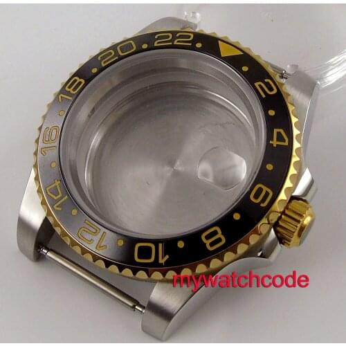40mm bliger golden ceramic bezel 316L stainless steel watch case magnifier fit Japan NH35 automatic movement mens watch