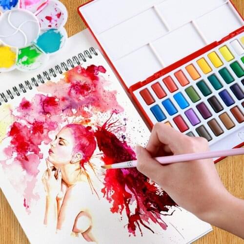 Faber-Castell 24/36/48 Colors Solid Water Color Paint Set With Paint Brush Portable Watercolor Pigment For Painting Art Supplies