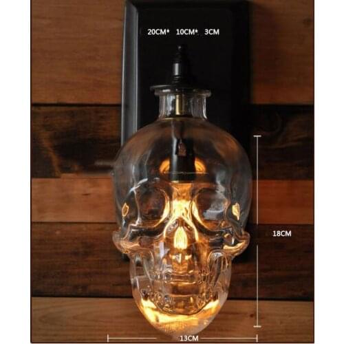 Skull wall lamps Retro Industrial style Creative Bar Wall Sconce Modern Wall Lamps Skull Glass Skull Bottle Light Fixture lamps