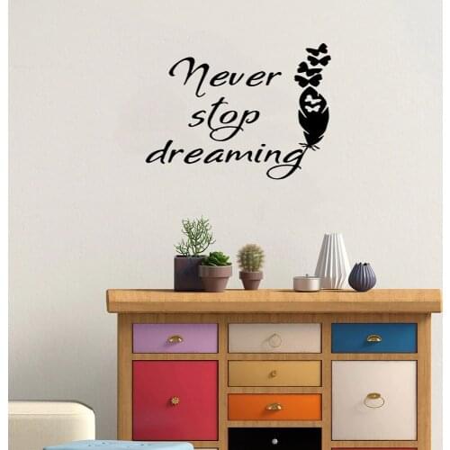 Never Stop Dreaming Wall Sticker Quote Wall Decal Home Decoration For Living Room Bedroom Vinyl Mural Revocable dw10983