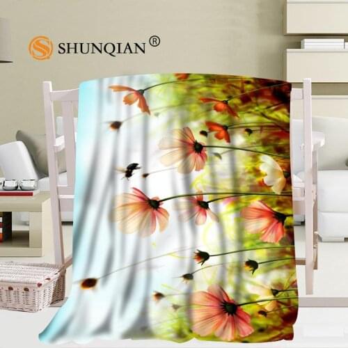 New Arrival Custom Nature Flowers Blanket Sofa New Blanket Portable Soft Blanket Bed Plane Travel Adult Home Blanket