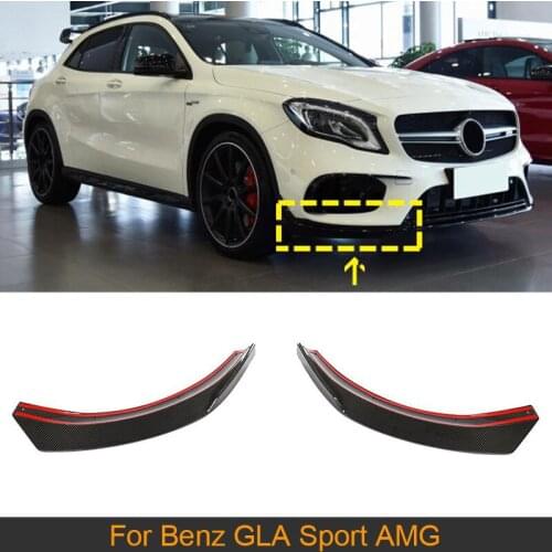 Carbon Fiber Car Front Splitters For Mercedes-Benz GLA Class Sport GLA45 AMG 2017 - 2019 Front Bumper Lip Spoiler Splitters Fins