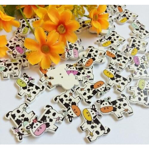 50Pcs Kawaii Popular Bulk Mixed CowsWood Button Sewing Accessories Decoration Buttons Handmade Scrapbooking Craft DIY 22-27mm
