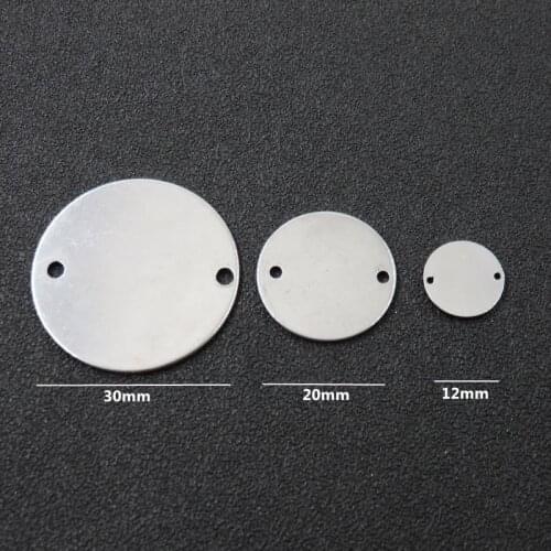2Hole 12mm 20mm 30mm Stainless Steel Blank Round Charm Connectors, DIY Jewelry Spacers Accessories