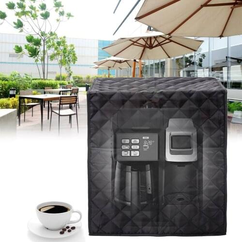 Coffee Machine Dust Cover Black Polyester Taffeta Foldable With Storage Pockets Coffee Machine Dust Cloth Protector For Home