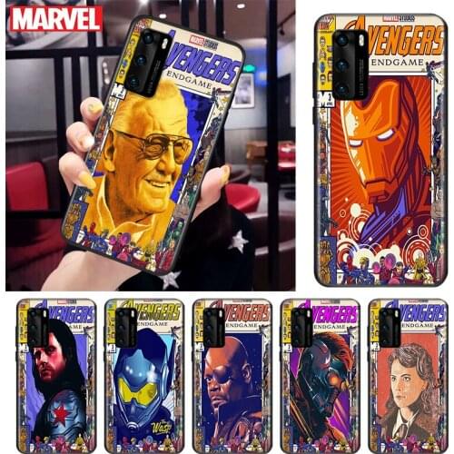 Marvel Avengers Retro poster For Huawei P Smart S Z Mate 40 RS 30 20 10 Pro Plus Lite 2019 2020 2021 Black Soft Phone Case
