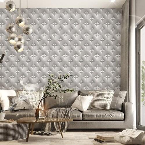 Grid Geometric 3 D Modern Wall Papers Home Decor Vinyl Pvc Grey Wallpaper For Shop Walls Papel Pintado Papel De Parede
