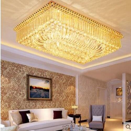 Modern golden rectangular crystal lamp living room atmosphere simple ceiling lamps led bedroom dining room study lighting lamps