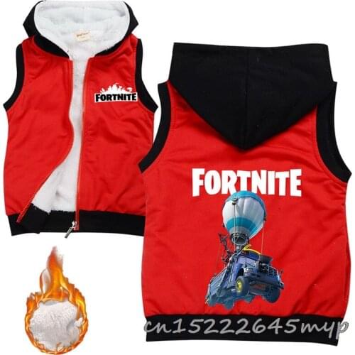 Fortnite 2-13Y Autumn Winter Cartoon Vest Childrens Clothing Boys Girls Vest Thicken Fur Jacket For Childrens Vest Coat