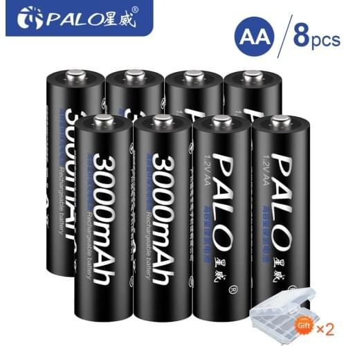 PALO 1.2V AA NI-MH Rechargeable Battery Smart Battery Charger 3000mAh AA Rechargeable batteries