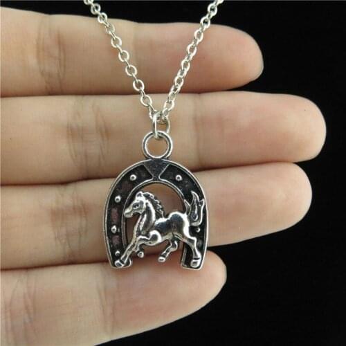 GLOWCAT Q0A63 Vintage KidHorseshoe Little Lucky Horse Pendant Short Chain Choker Necklaces Handmade Party Gift Jewelry Wholesale