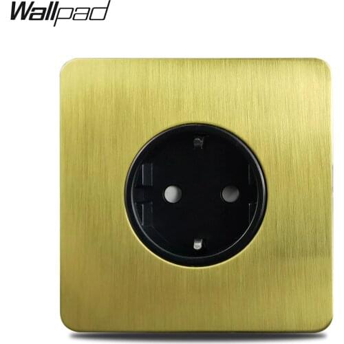 Wallpad EU Wall Socket Electrical Outlet Satin Gold H6 Brushed Brass Stainless Steel Panel