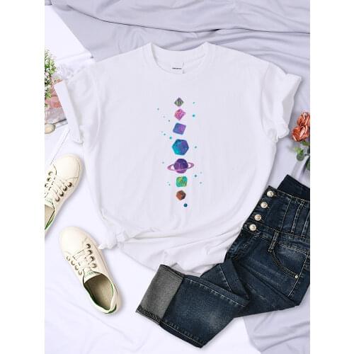 Outer Space Colored Meteorite Print Female Tees Shirts Summer Oversize Clothing Leisure Style Tshirt Large Size Women Tee Shirts