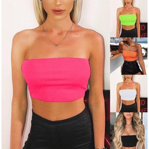 Womens Fashion Sexy High Elastic Strapless Bottoming Shirt Tube Top