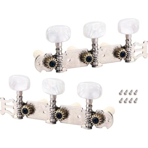 1 Set White Pearl Head Machine Heads Pearl Button for Classical Guitar
