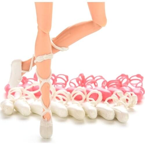 10 Pairs = 20 PCS Bind-type Fashion Dolls Ballet Toe Shoes Mixed Colors Boots For Doll Kids Gifts Accessorises
