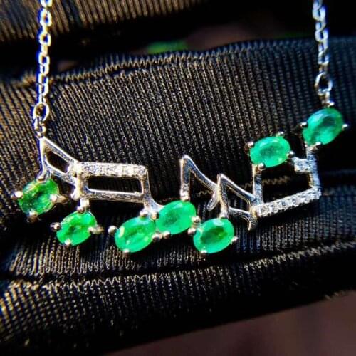 100% Natural And Real Emerald Pendant Solid S925 Sterling Silver Emerald necklace For Women Colour Gem Stone Fine Jewelry