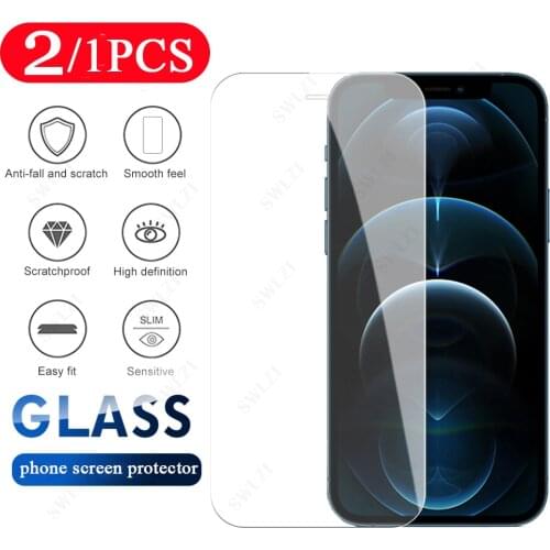 2/1Pcs for iphone 12 Mini 11 Pro 8 7 6 6s Plus X XS Max XR SE Tempered Glass Phone Screen Protector Protective Film on the Glass