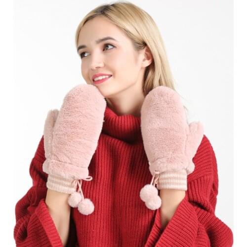 2017 Winter Warm Gloves for Women Girls Cashmere Knitted Gloves Female Thick Thermal Guantes Double Layer Ladies DIY Mittens
