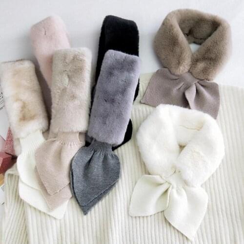 2021 New Designer Pink Love Heart Knitted Scarf Women Winter Fashion Thick Warm Faux Fur Neck Collar Scarves For Ladies