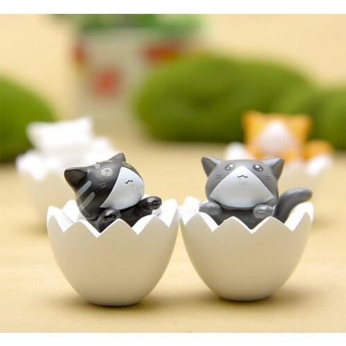4PCS/Lots Cartoon Egg Cat Poor Box Kitten Model Small Statue DIY Cat Miniatures