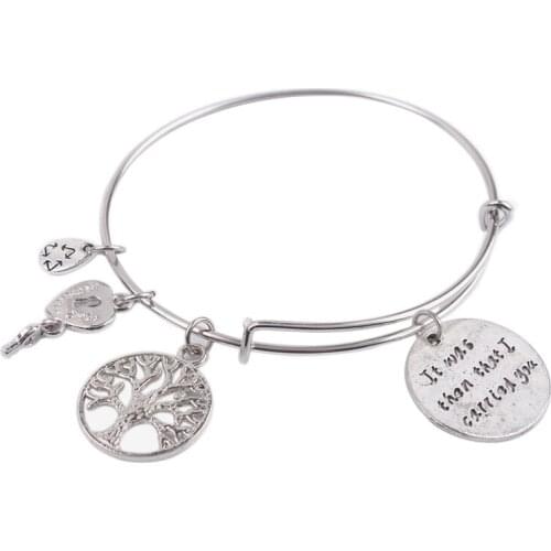 5PCS fashion bangle Expandable Wire Bangle It was then that I carried you Charm Bracelet #92076