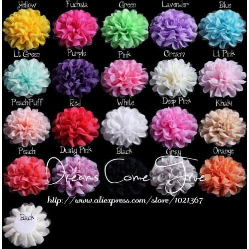 50pcs/lot 12CM 20Colors Newborn DIY Soft Chic Chiffon Artificial Mesh Fabric Flowers For Baby Headbands /Hair Clips Accessories