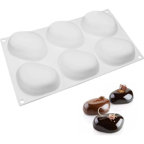 6 Hole 3D Cobblestone Shape Moulds Silicone Candy Chocolate Mold Dessert Pudding Jelly Baking Mold Cake Decorating Tools
