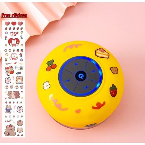 Bluetooth Shower Speaker Loud HD Sound for Pool Beach Home,Party ,Travel,Sports Speakerphone with Cartoon Stickers