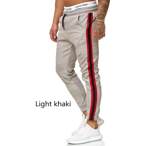 2021Hot Men Slim Plaid Pants FitElastic Waist Midwaist Trousers Classic Vintage Men Business Casual Pencil Pants Formal Trouser