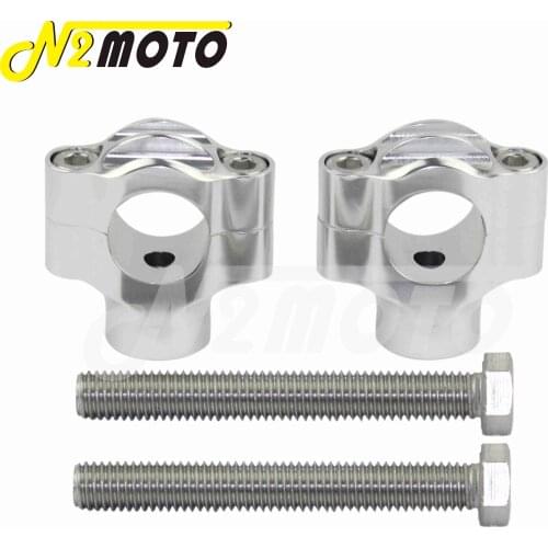 Black Sliver Brass Classic Rough Craft 7/8" 1" Handlebar Riser 22mm/25mm Bar Mount Clamp For Honda Kawasaki Yamaha Cafe Racer