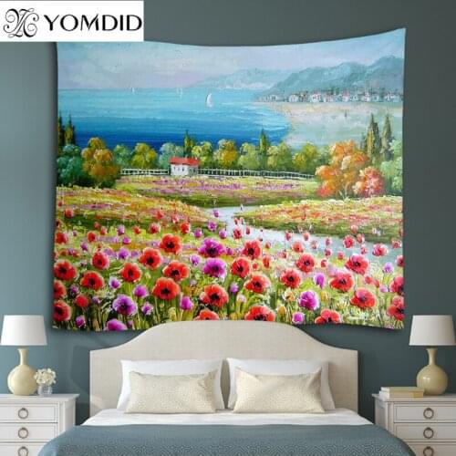 Beautiful Scenery painting tapestry European style wall hanging tapestries Home Decoration art blanket beach towel Bikini Cover