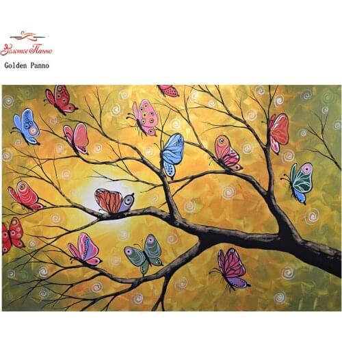 Golden Panno,DIY DMC 11CT 14CT completely Cross stitch ,A group of butterflies,kits embroidery needlework sets wall decoration07