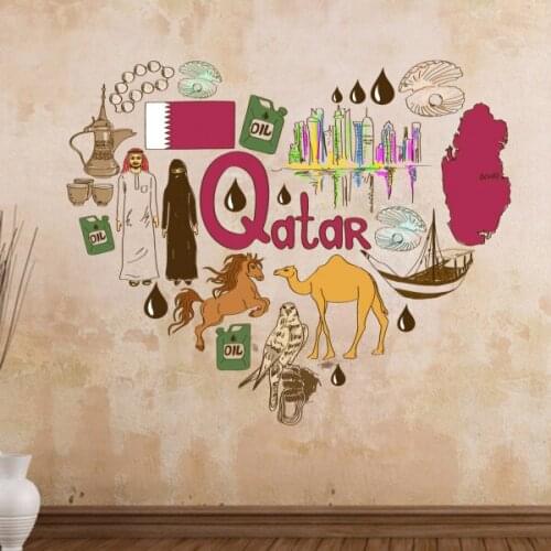 Qatar Illustration Travel The Word Landmark Wall Sticker Wedding Decor Vinyl Waterproof Wall Sticker Wallpaper Wall Decal