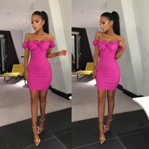 Kayotuas Women Dress Brand New Off-the-Shoulder Bandage Lovely Sexy Fashion Bodycon Evening Party Clubwear Mini Sundress
