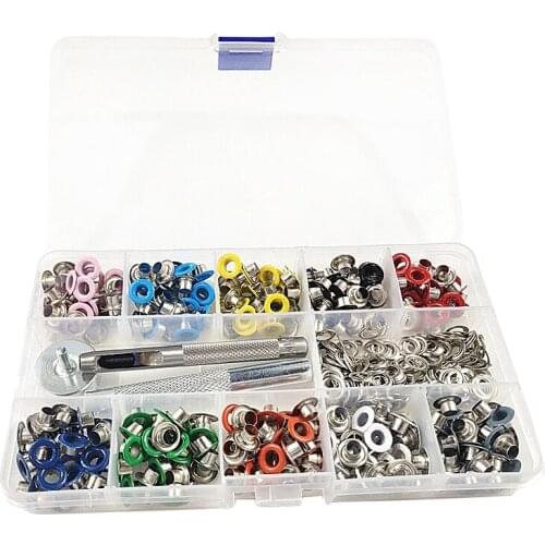 Hot 300PCS 5MM Metal Eyelet Buckles Mounting Tools Grommets Rivets Replacement Colorful Buckle Laces Eye Hole Leather DIY Craf